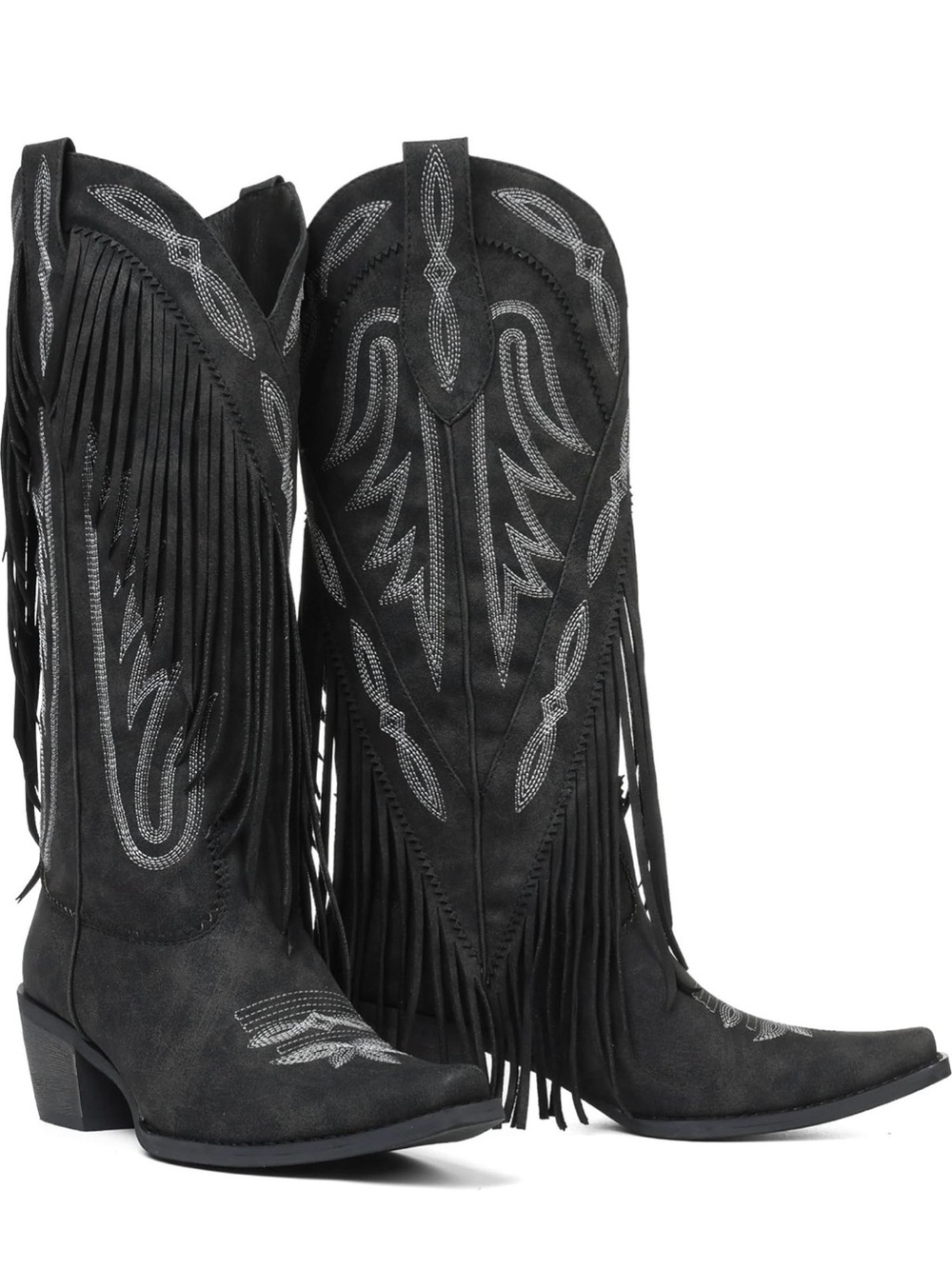 Black Fringe Western Cowboy Boots - Women's